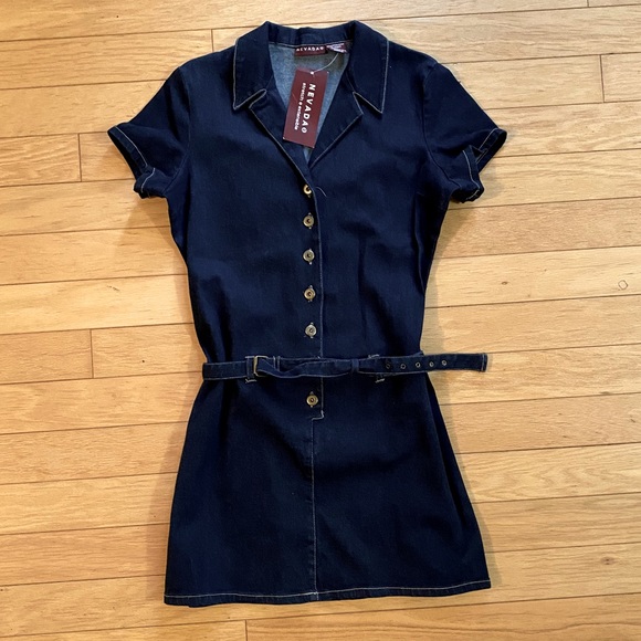Nevada button-front belted denim dress - Picture 1 of 3